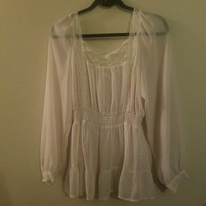 Sheer Ivory Peasant top, Like New